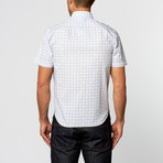 Hopscotch Fleur De Lis Short-Sleeve Shirt // White + Blue (S)