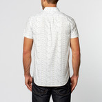 Luther Striped Floral Short-Sleeve Shirt // White + Blue (S)