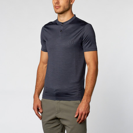 Short-Sleeve SIlk Polo Shirt // Blue (Euro: 44)