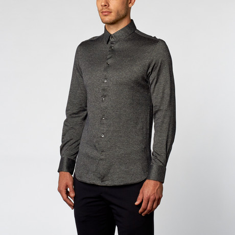 Textured Knit Dress Shirt // Grey (US: 15L)