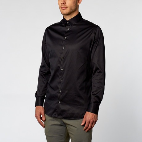 Twill Long-Sleeve Dress Shirt // Black (US: 15L)