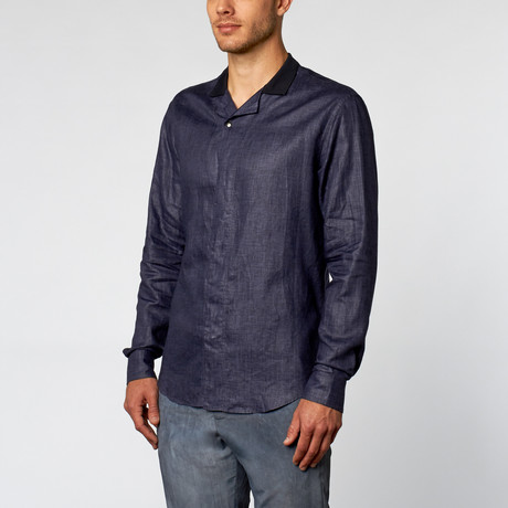 Textured Linen Shirt // Blue (US: 15L)