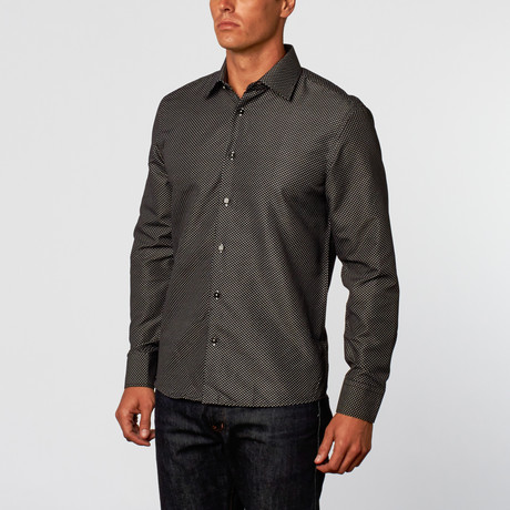 Polka Dot Button-Up Shirt // Black (S)