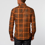 Abstract Plaid Button-Up Shirt // Brown + Orange (XL)