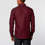 Grid Button-Up Shirt // Navy + Red (2XL)