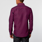 Grid Button-Up Shirt // Navy + Fuschia (3XL)