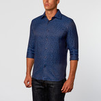 Rosso Milano // Feather Print Button-Up Shirt // Navy (XL)