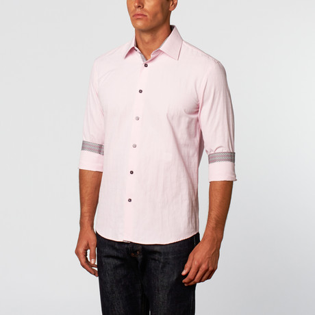 TR Premium // Shadow Grid Button-Up Shirt // Pink (S)