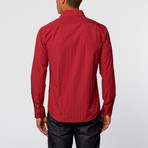 Shadow Grid Button-Up Shirt // Red (5XL)