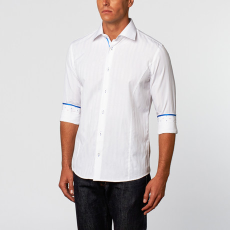 Shadow Stripe Button-Up Shirt // White (S)
