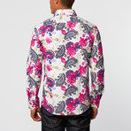 Paisley Button-Up Shirt // Fuschia (5XL)