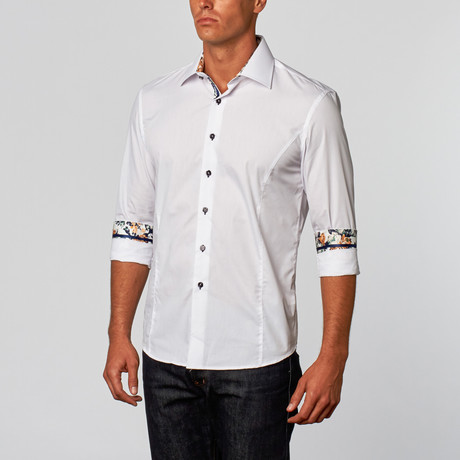 Slimming Button-Up Shirt + Contrast Buttons // White (S)