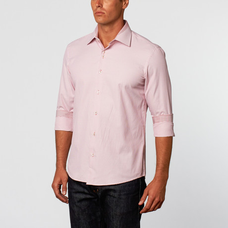 Textured Button-Up Shirt // Red (S)