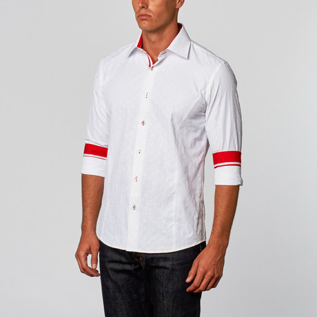 Button-Up Shirt + Contrast Detail // White (S)