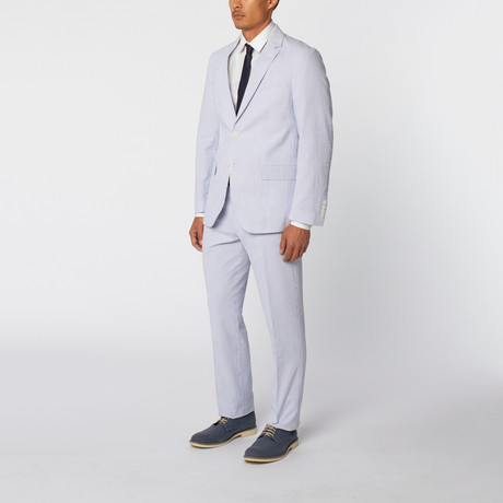 Enzo Tovare // Seersucker Cotton 2-Piece Suit // Blue (US: 36S)