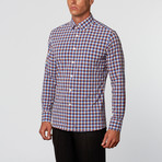 State & Liberty // Hunwick Button-Up // Burgundy + Navy Triple Gingham (L)