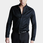 Mandarin Collar Dress Shirt // Black (XS)