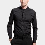 Mao Collar Dress Shirt // Black (2XL)