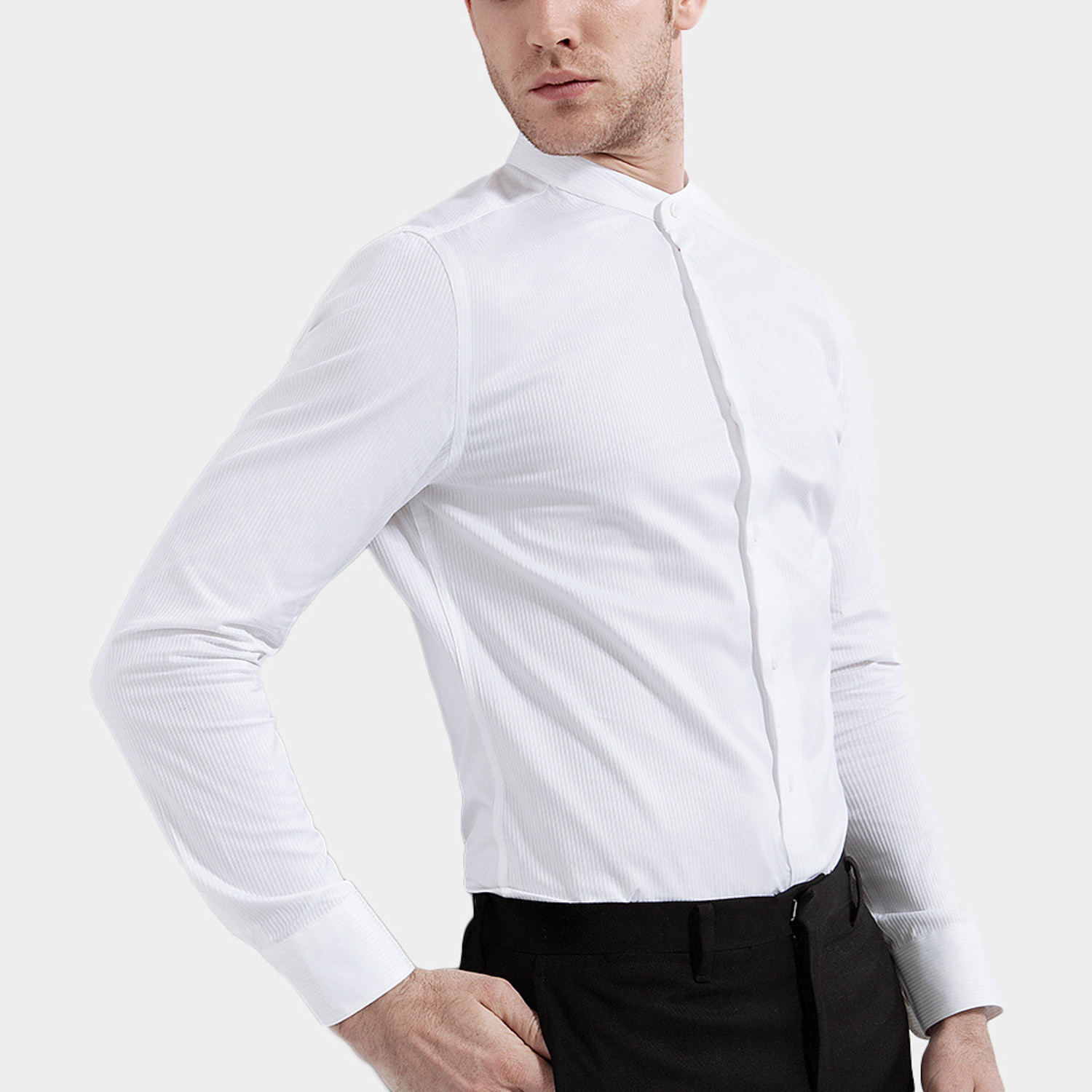 Mao Collar Dress Shirt // White (XS) - Basique - Touch of Modern