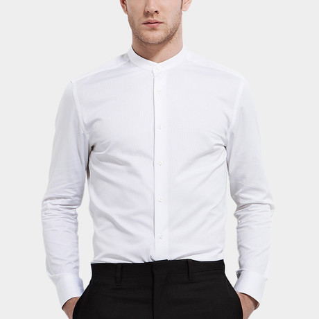 Mao Collar Dress Shirt // White (XS)