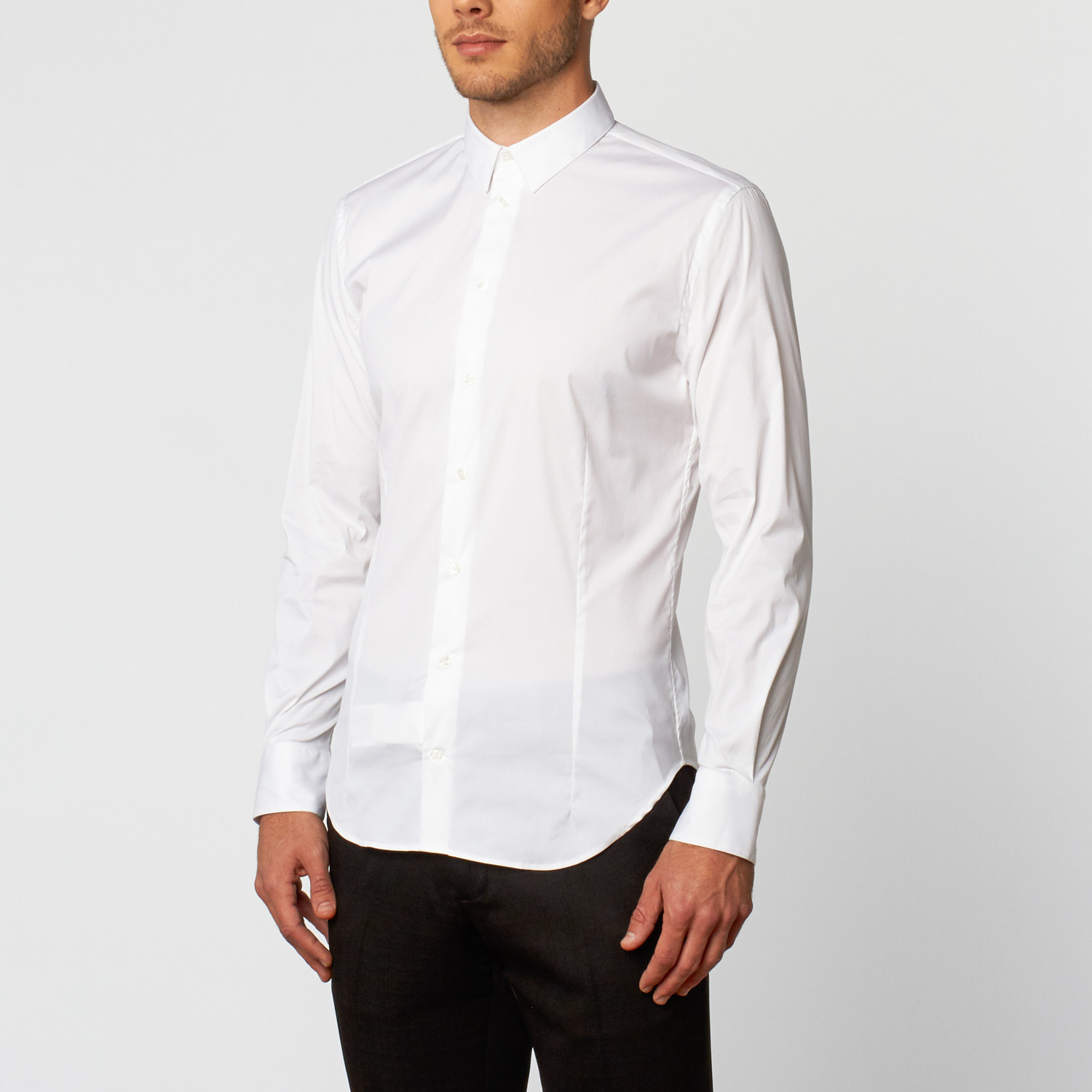 Solid Long-Sleeve Dress Shirt // White (US: 14.5R) - La Moda Italiana ...