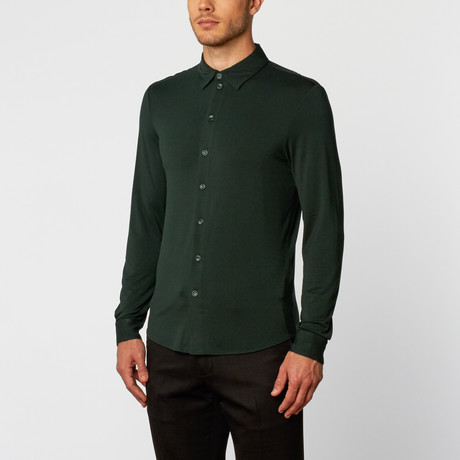 Long-Sleeve Button Up Shirt // Green (XS)