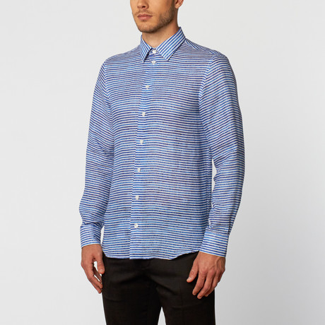 Armani Collezioni RTW // Long-Sleeve Dress Shirt // Blue + White (XS)
