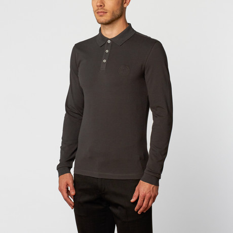 Armani Collezioni RTW // Long-Sleeve Polo Shirt // Dark Grey (XS)
