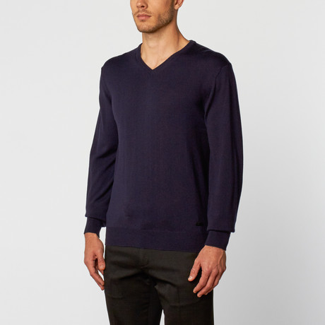 V-Neck Sweater // Dark Blue (XS)