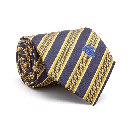 Stripes Silk Tie // Navy + Gold