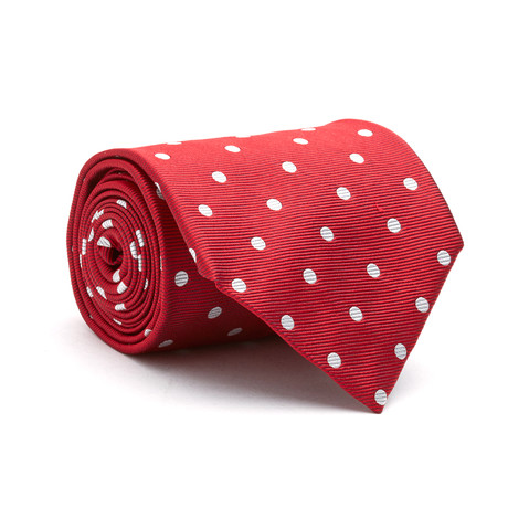 Polka Dots Silk Tie // Red + White