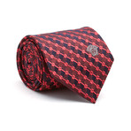 Versace // Woven Stipes Silk Tie // Red + Black