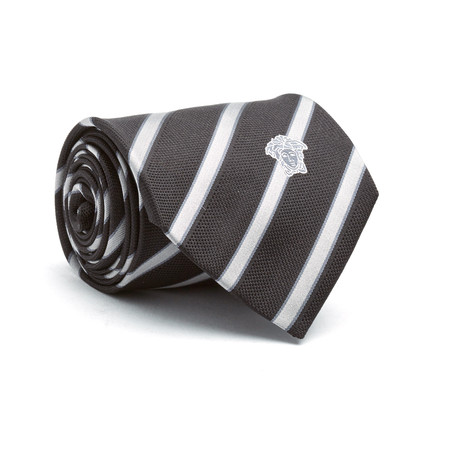 Stripes Silk Tie // Black + Grey