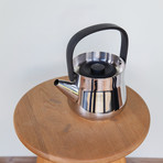 Teapot + Strainer (Silver + Black Handle)