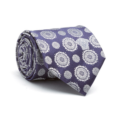 Versace // Floral Silk Tie // Navy + Blue