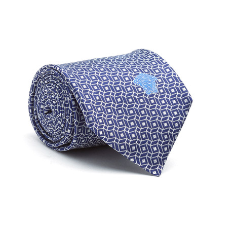 Versace // Cubism Silk Tie // Blue