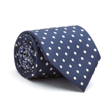 Versace // Mini Dots Silk Tie // Navy + White