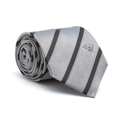 Stripes Silk Tie // Silver + Black