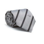 Stripes Silk Tie // Silver + Black