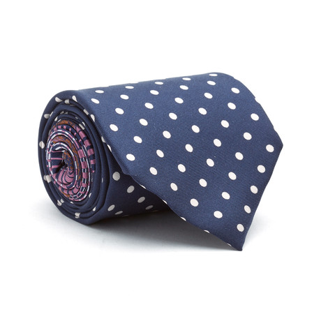 Polka Dots Silk Tie // Navy + White