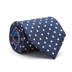 Mini Dots Border Silk Tie // Navy + White