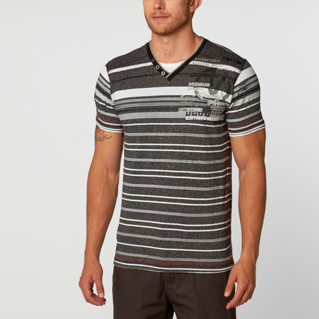 Premium Striped V-Neck Tee // Black (S)