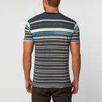 Premium Striped V-Neck Tee // Azure (XL)