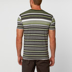 Premium Striped V-Neck Tee // Lime (XL)