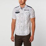 Short Sleeve Shirt // White + Blue Plaid (XL)