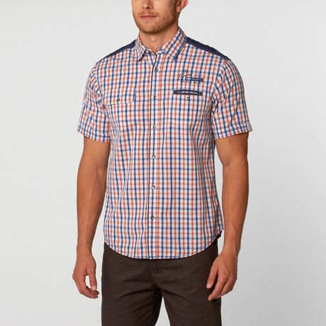 Short Sleeve Shirt // Orange + Blue Plaid (S)