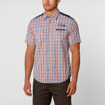 Short Sleeve Shirt // Orange + Blue Plaid (M)