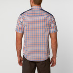 Short Sleeve Shirt // Orange + Blue Plaid (M)