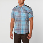 Short Sleeve Shirt // Blue + Black Plaid (XL)