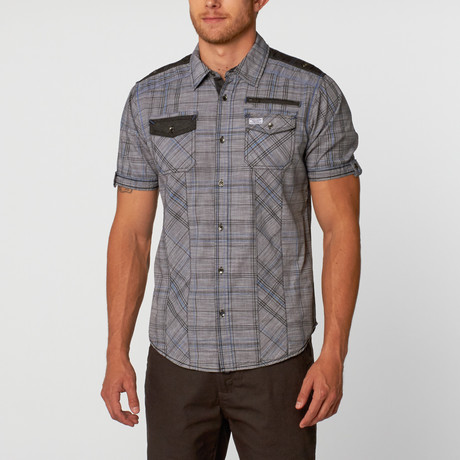 Short Sleeve Shirt // Grey + Blue Plaid (S)
